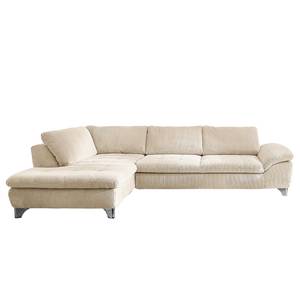 Ecksofa Corintia mit Ottomane Cordstoff Coryn: Beige - Ottomane davorstehend links - Keine Funktion - Metall