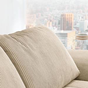 Ecksofa Corintia mit Ottomane Cordstoff Coryn: Beige - Ottomane davorstehend links - Keine Funktion - Metall