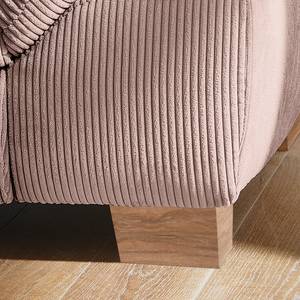 Ecksofa Corintia mit Ottomane Cordstoff Coryn: Altrosa - Ottomane davorstehend links - Keine Funktion - Eiche