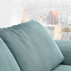 Ecksofa Corintia mit Ottomane Cordstoff Coryn: Hellblau - Ottomane davorstehend links - Keine Funktion - Eiche