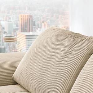 Ecksofa Corintia mit Ottomane Cordstoff Coryn: Beige - Ottomane davorstehend rechts - Keine Funktion - Eiche