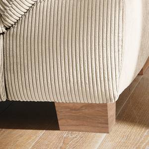 Ecksofa Corintia mit Ottomane Cordstoff Coryn: Beige - Ottomane davorstehend links - Schlaffunktion - Eiche