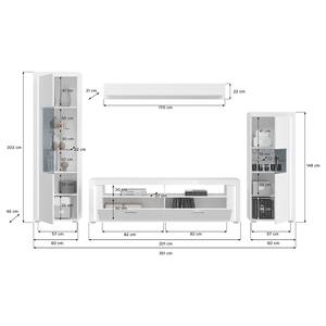Beleuchtete Wohnwand Sciava 4-tlg Typ A Hochglanz Weiß / Matt Weiß