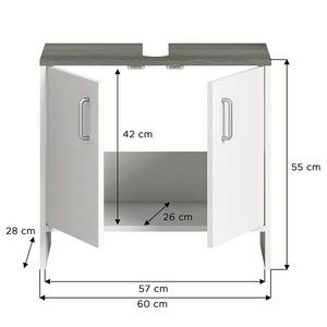 Waschbeckenunterschrank Lihem Weiß / Rauchsilber Dekor