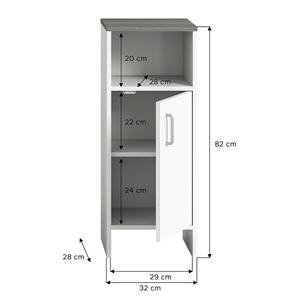 Badezimmerset Lihem 5-teilig Weiß / Rauchsilber Dekor