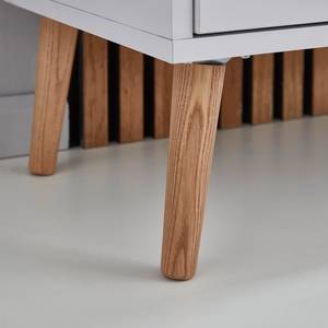 Kommode Mart 79 cm - Holzfüße Hochglanz Weiß / Eiche Artisan Dekor