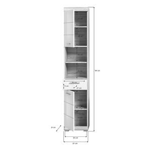 Hochschrank Lewoto Hochglanz Weiß / Eiche Sägerau Dekor