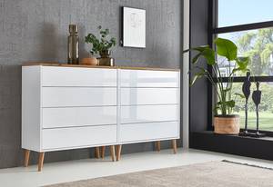 Sideboard Mart 158 cm - Holzfüße Typ A Hochglanz Weiß / Eiche Artisan Dekor