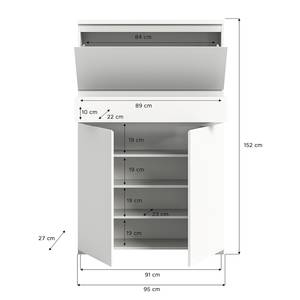 Schuhkommode Flabo mit Klapptür Weiß