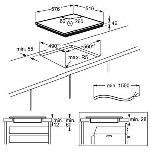 Küchenzeile High-Line Touch Variante A Alpinweiß / Schiefergrau - Breite: 180 cm - Ausrichtung links - Mit Elektrogeräten