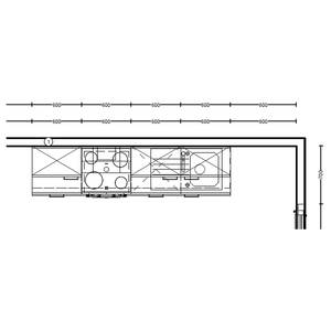 Küchenzeile High-Line Touch Variante C Alpinweiß / Schiefergrau - Breite: 240 cm - Ausrichtung links - Ohne Elektrogeräte