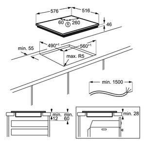 Küchenzeile High-Line Touch Variante C Alpinweiß / Schiefergrau - Breite: 240 cm - Ausrichtung links - Mit Elektrogeräten