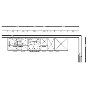 Küchenzeile High-Line Touch Variante A Alpinweiß / Schiefergrau - Breite: 270 cm - Ausrichtung rechts - Mit Elektrogeräten