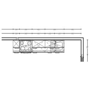 Küchenzeile Low-Line Touch Variante C Alpinweiß / Schiefergrau - Breite: 240 cm - Ausrichtung links - Mit Elektrogeräten