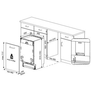 Küchenzeile Low-Line Touch Variante C Alpinweiß / Schiefergrau - Breite: 240 cm - Ausrichtung links - Mit Elektrogeräten