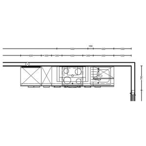 Küchenzeile Low-Line Touch Variante A Alpinweiß / Schiefergrau - Breite: 270 cm - Ausrichtung links - Mit Elektrogeräten