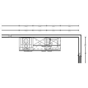 Küchenzeile Low-Line Touch Variante A Alpinweiß / Schiefergrau - Breite: 180 cm - Ausrichtung links - Ohne Elektrogeräte