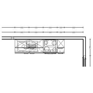 Küchenzeile Low-Line Touch Variante B Alpinweiß / Schiefergrau - Breite: 210 cm - Ausrichtung rechts - Mit Elektrogeräten