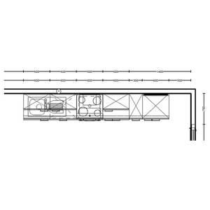 Küchenzeile Low-Line Touch Variante C Alpinweiß / Schiefergrau - Breite: 330 cm - Ausrichtung rechts - Mit Elektrogeräten