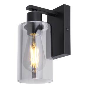 Wandspot Hadera type B ijzer/rookglas - zwart - 1 lichtbron