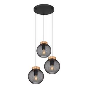 Hanglamp Pablo Rond rubberboomhout/ijzer - zwart - Aantal lichtbronnen: 3