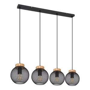 Hanglamp Pablo Rubberboomhout/ijzer - zwart - 4 lichtbronnen