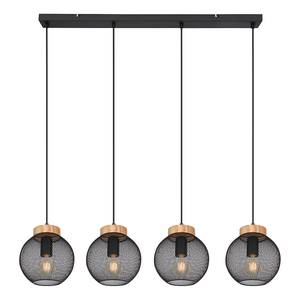 Hanglamp Pablo Rubberboomhout/ijzer - zwart - 4 lichtbronnen