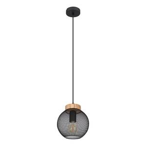 Hanglamp Pablo Rond rubberboomhout/ijzer - zwart - Aantal lichtbronnen: 1