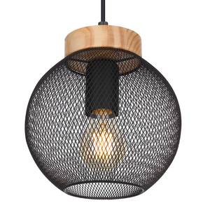 Hanglamp Pablo Rond rubberboomhout/ijzer - zwart - Aantal lichtbronnen: 1