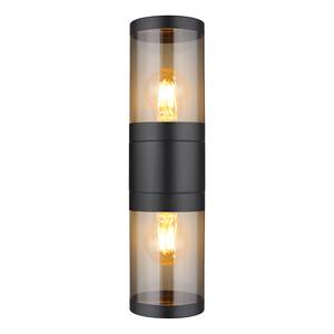 Wandlamp Xeloo type A roestvrij staal/plexiglas - 2 lichtbronnen - Zwart