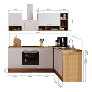 Eckküche Hilde Weiß - Breite: 220 cm - Mit Elektrogeräten