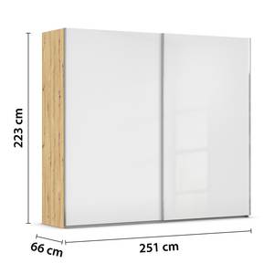 Schwebetürenschrank Fifty Hochglanz Weiß / Eiche Artisan Dekor - Breite: 251 cm