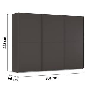 Schwebetürenschrank Fifty Graphit - Breite: 301 cm