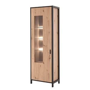 Wohnwand Simaya 4-teilig Vitrine Balkeneiche Dekor / Anthrazit - Breite: 275 cm