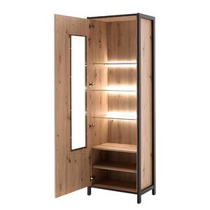 Wohnwand Simaya 4-teilig Vitrine Balkeneiche Dekor / Anthrazit - Breite: 310 cm