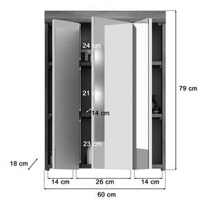 Badezimmerset Sarai 3-tlg Spiegelschrank Hochglanz Weiß / Rauchsilber Dekor