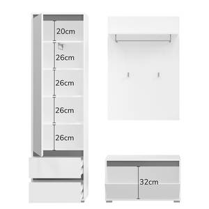 Garderobenset Kilden 3-teilig Weiß / Grau