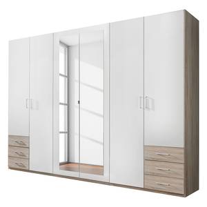 Drehtürenschrank Fügen Weiß / Eiche Sägerau Dekor - Breite: 270 cm