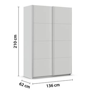 Schwebetürenschrank Quadra - Uni Seidengrau - Breite: 136 cm