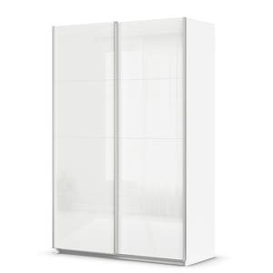 Schwebetürenschrank Quadra - Glasfront Alpinweiß - Breite: 136 cm