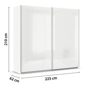 Schwebetürenschrank Quadra - Glasfront Alpinweiß - Breite: 226 cm