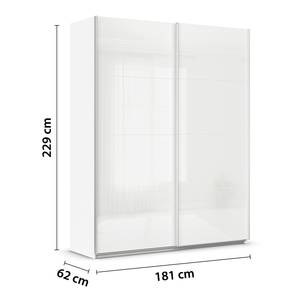 Schwebetürenschrank Quadra - Glasfront Alpinweiß - Breite: 181 cm