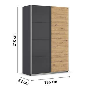 Schwebetürenschrank Quadra - Zweifarbig Graumetallic - Breite: 136 cm