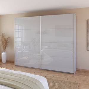 Schwebetürenschrank Quadra - Glasfront Seidengrau - Breite: 271 cm