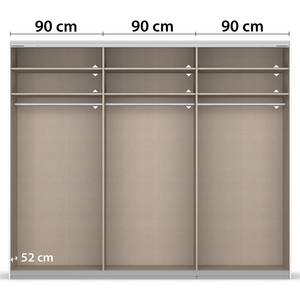 Schwebetürenschrank Quadra - Glasfront Seidengrau - Breite: 271 cm