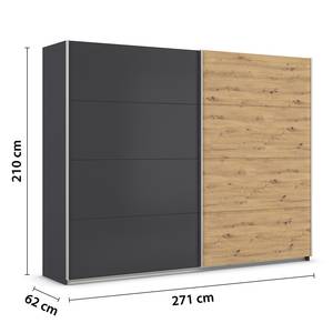 Schwebetürenschrank Quadra - Zweifarbig Graumetallic - Breite: 271 cm