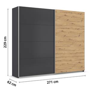 Schwebetürenschrank Quadra - Zweifarbig Graumetallic - Breite: 271 cm