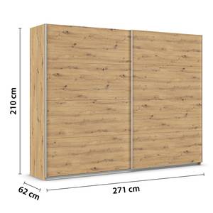 Schwebetürenschrank Quadra - Uni Eiche Artisan Dekor - Breite: 271 cm