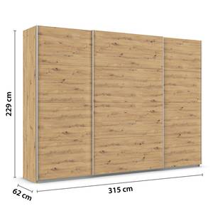 Schwebetürenschrank Quadra - Uni Eiche Artisan Dekor - Breite: 315 cm