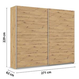 Schwebetürenschrank Quadra - Uni Eiche Artisan Dekor - Breite: 271 cm